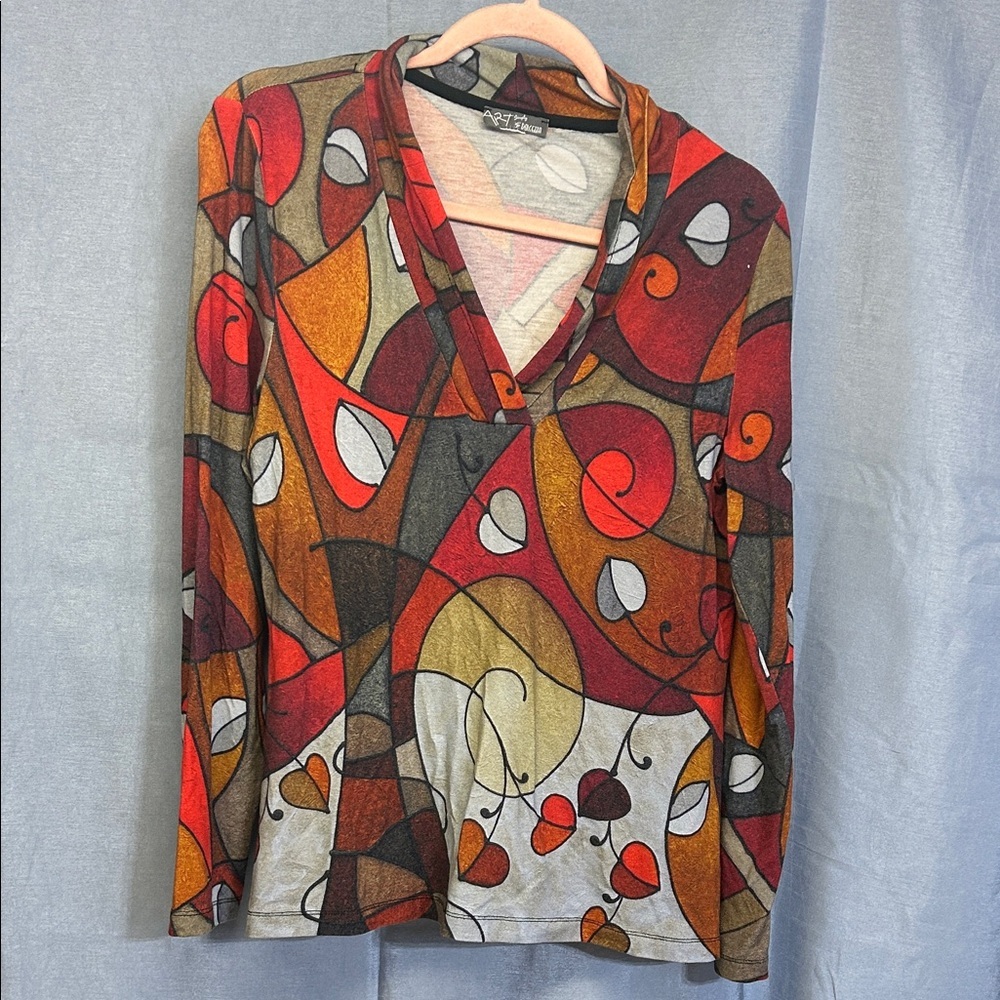 DOLCEZZA Colorful Abstract Long Sleeve Top
